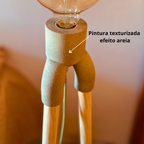 Elegante Luminária De Piso Tripé Em Madeira Luz Ambar Bivolt